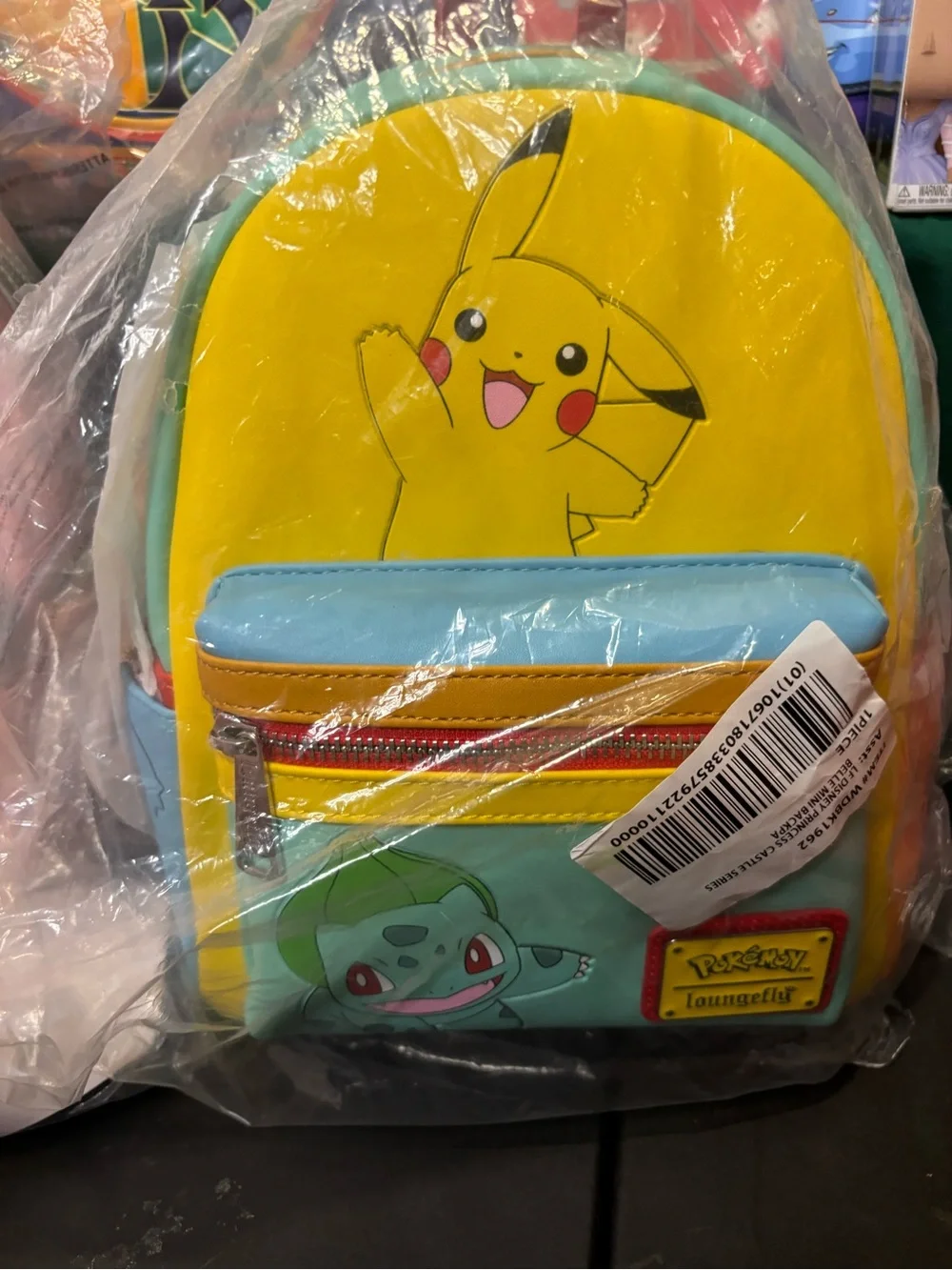 Loungefly Yellow & Light Blue Pokemon Pikachu & Bulbasaur Mini Backpack